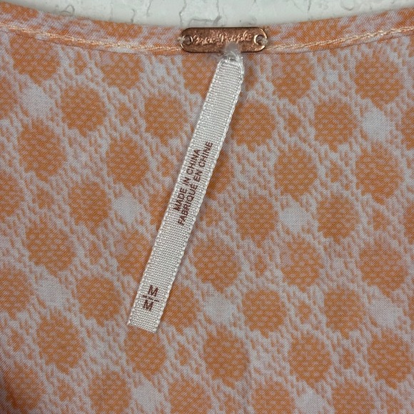 Free People Women's Boho Peasant‎ Tunic SZ Medium Coral Pink Floral Flowy Resort - Picture 8 of 9